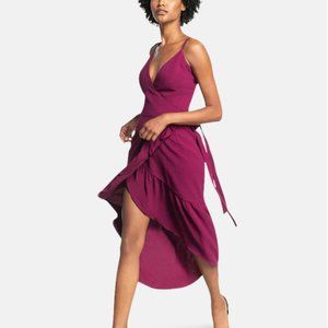 Magenta Wrap Dress - S - DRESS THE POPULATION DELPHINE DRESS